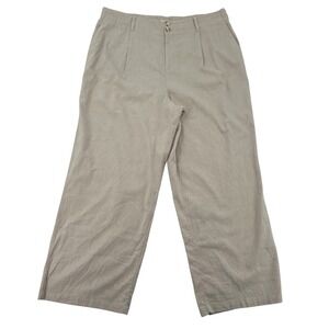 LC Lauren Conrad Beige Cream Linen Blend Beach Pants 40 Cropped Wide Leg Casual